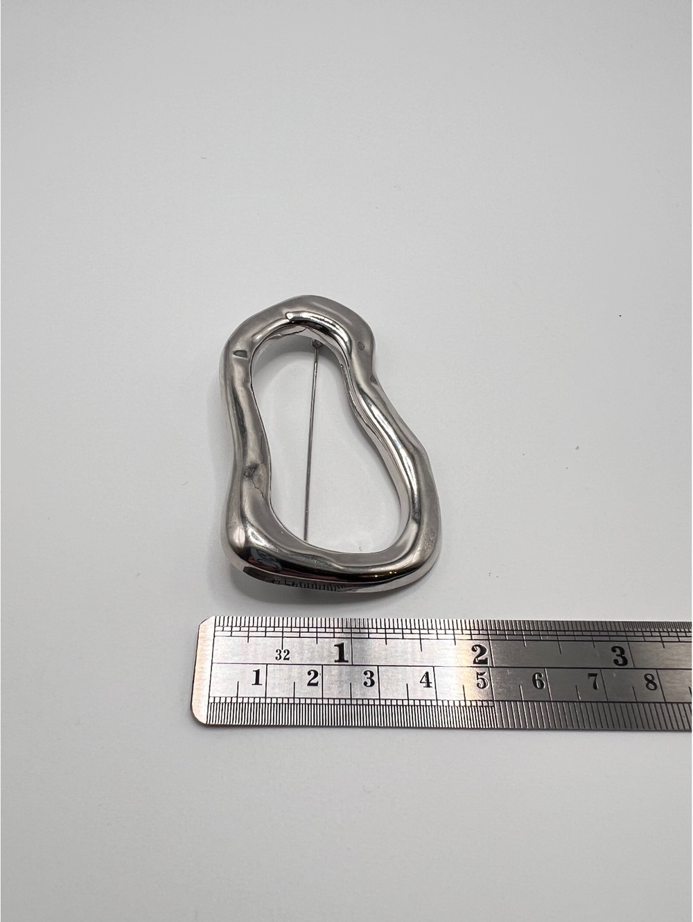 Vintage Modernist Silver Tone Abstract Organic Statement Brooch Pin